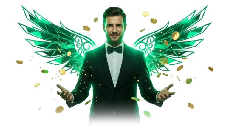 Bet4Star promotional character with green energy wings