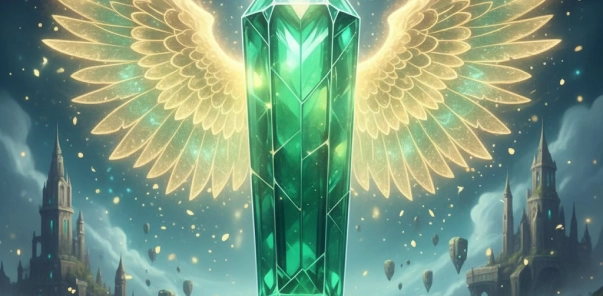 Bet4Star emerald crystal with golden angel wings